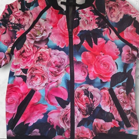Lululemon Hold Your Om Hoodie Jacket Secret Garden Black Floral Zip Size 8 - Picture 2 of 5